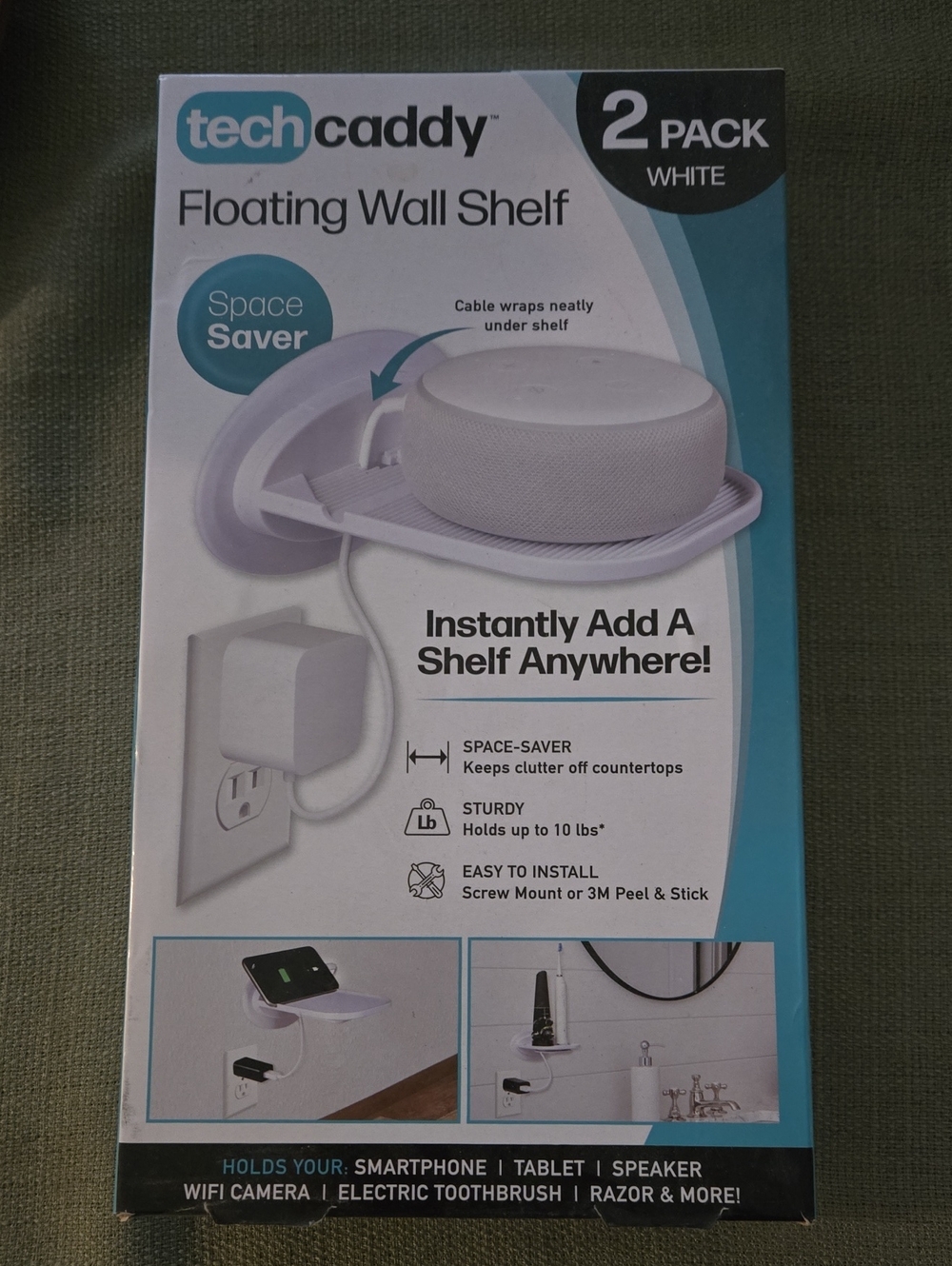 White Floating Wall Shelf - 2 Pack Add a Shelf